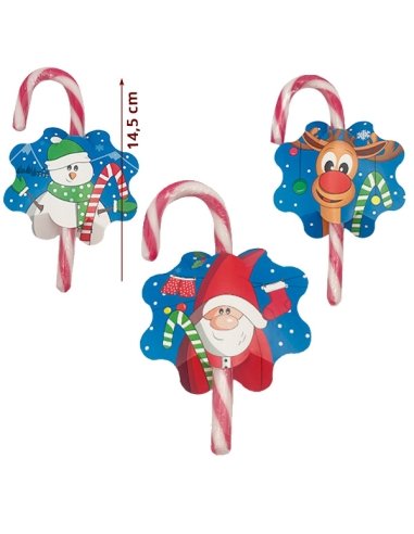 Bastones Medianos de Navidad con escena surtida 14Gr 24uds