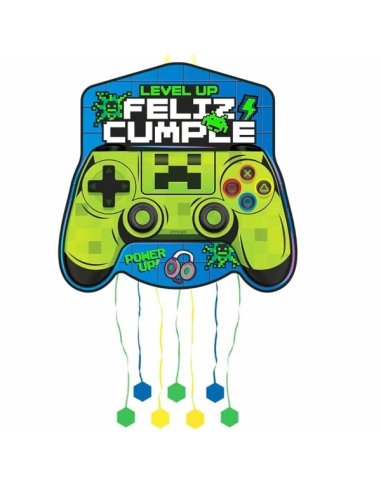 Piñata Jugador Gamer Mando fluorescente 50x40cm para Fiestas