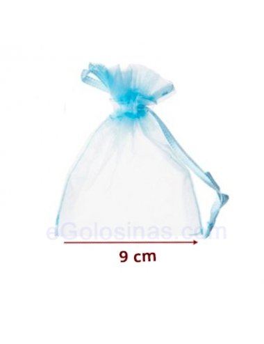 6 Bolsas Organza Azul 9X11Cm