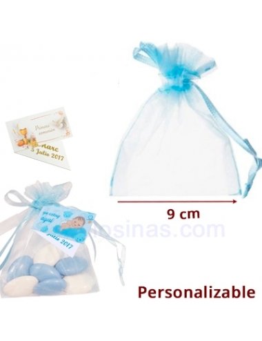 BOLSAS ORGANZA AZUL 9x11cm 6uds
