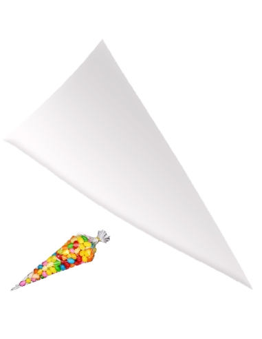 10 Bolsas cono Transparentes para rellenar Chuches 20X40Cm