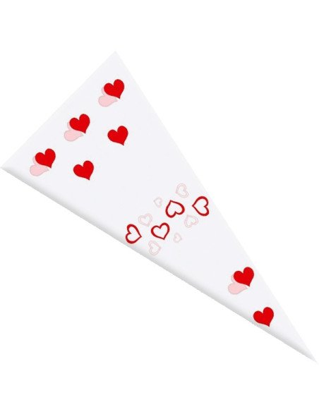 Bolsas Cono Corazón 100uds vacías para chuches 20x40cm
