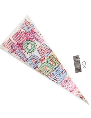 8 Bolsas Cono Felicidades vacías para chuches 20x40cm con Cierre alambre