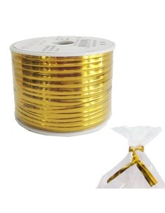 Cinta Cierre Alambre para Bolsas Dorado 90 metros