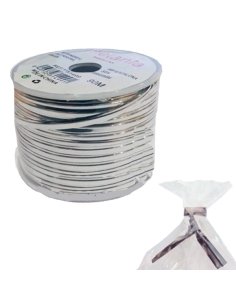 Cinta Cierre Alambre Para Bolsas Plata 90Mts