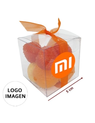 Caja Chuches color Naranja 65gr con Logo o imagen Personalizada