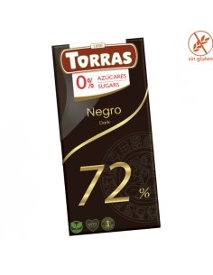 Tableta Chocolate Negro 72% sin azúcar 75gr Chocolates Torras