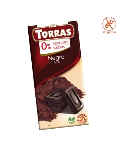 Tableta Chocolate Negro 51% sin azúcar 75gr Chocolates Torras