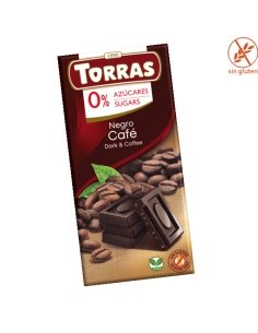 Tableta de Chocolate Negro con Café sin azúcar 75gr Chocolates Torras