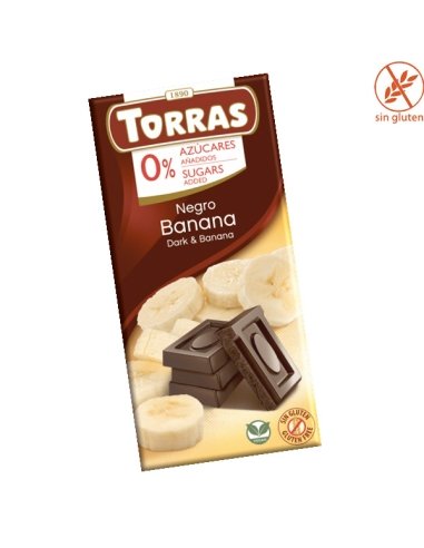 Tableta Chocolate Negro con Plátano 75gr Chocolates Torras