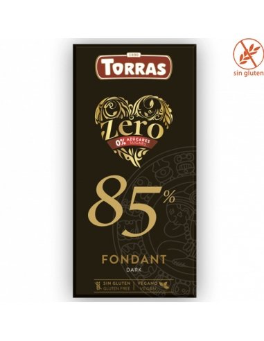 Tableta Chocolate Negro 85% Zero azúcares Fondant 100gr Torras
