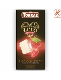 Tableta Chocolate blanco con fresas Zero azúcares 125gr Torras