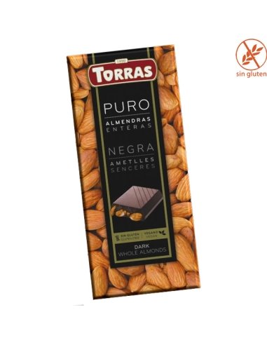 Tableta Chocolate Negro PURO con Almendras Enteras 150gr Chocolates Torras