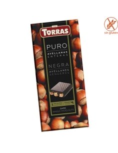 Tableta Chocolate Negro PURO con Avellanas Enteras 150gr Chocolates Torras