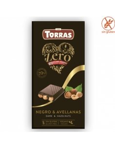 Tableta Chocolate Negro con Avellanas enteras Zero azúcares 125Gr Torras