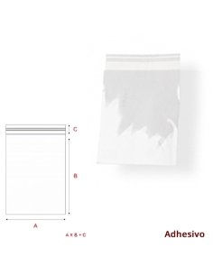 Bolsa de Celofán con cierre Adhesivo 6x8+4cm 100uds para chuches