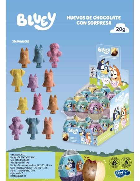 Huevo de Chocolate Sorpresa Bluey 24Uds Cool Candies