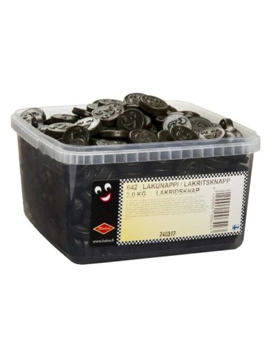 Regaliz Negro Caras con sonrisa 2Kg (330uds aprox) HALVA Finlandés