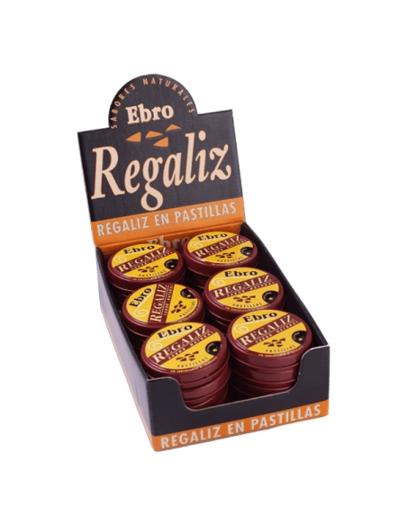 Cajitas de pastillas de Regaliz Natural sin azúcar 24uds Ebro
