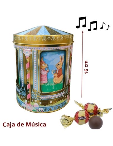 Caja Bombones Musical Carrusel Conejitos 150Gr