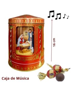 Caja Bombones Musical Carrusel Nacimiento Navidad 150Gr