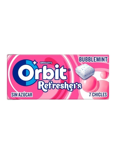 Chicles Orbit Refreshers Bubblemint 16 cajitas de 7 chicles Sin Azúcar