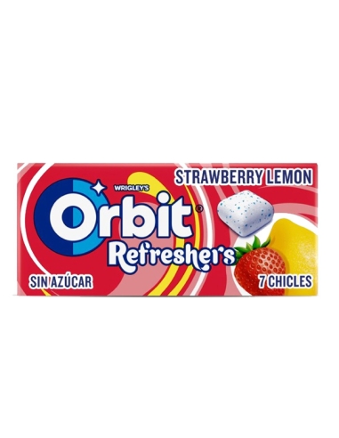 Chicles Orbit Refreshers Fresa Lima 16 cajitas de 7 chicles Sin Azúcar