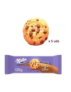 Caja Galletas Milka Cookies con pepitas chocolate 135gr 1ud (5 galletas)