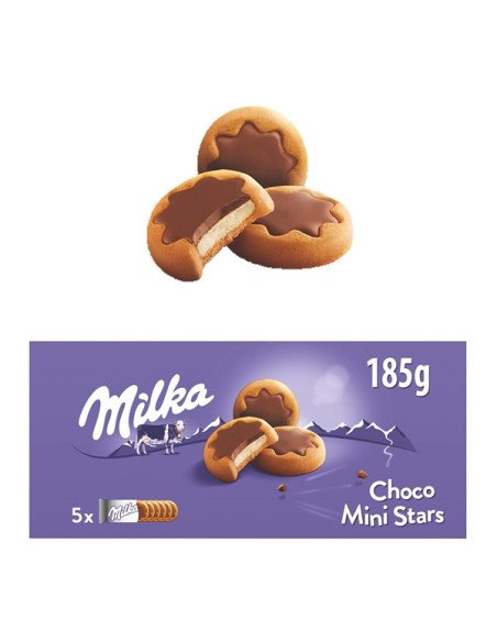 Caja Galletas Milka Choco Mini Estrella Leche 185gr 1ud