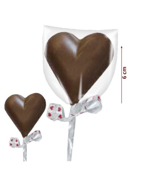 Piruleta Corazón Chocolate envuelto transparente 18uds Menudos Duendes