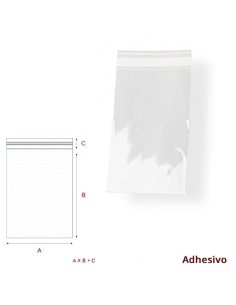 Bolsa de Celofán con cierre Adhesivo 7X13+4cm 100uds para chuches