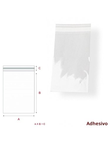 Bolsa de Celofán con cierre Adhesivo 7X13+4cm 100uds para chuches