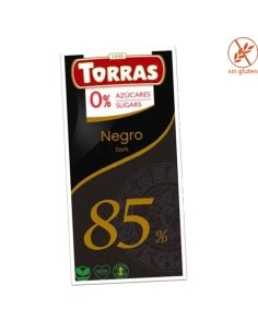 Tableta Chocolate Negro 85% sin azúcar 75gr Chocolates Torras