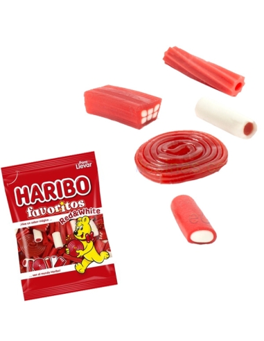Favoritos Goma Regaliz Roja y Blanca Mix 18 bolsitas 90Gr Haribo golosinas