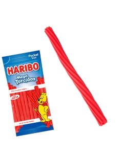 Regaliz roja Torcidas Fresa 18 bolsitas 75G Haribo golosinas