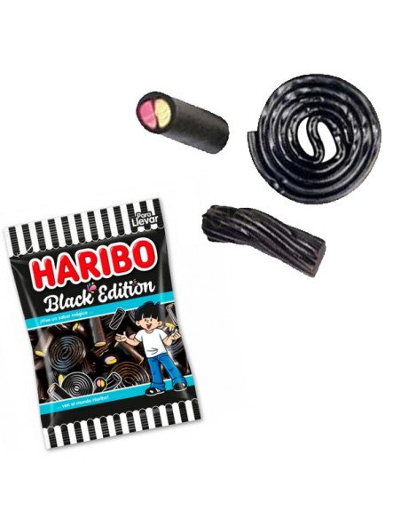Regalices Dulces Regaliz Negro Surtido Black Edition Haribo 18 Bolsitas 100gr|eGolosinas