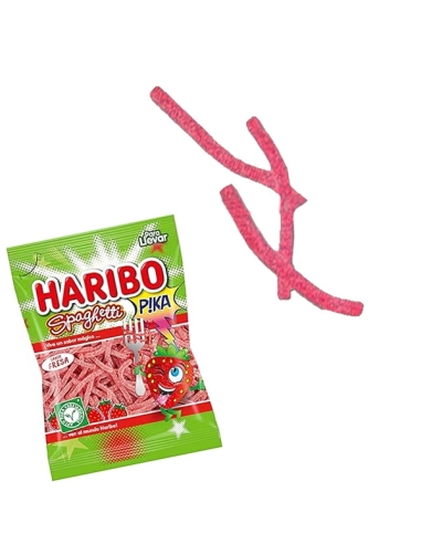 Regaliz rojo Spaguetis Fresa 18 Bolsitas 90Gr Haribo Golosinas