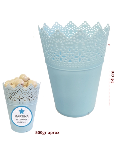 Maceta Bol plástico Azul para chuches para Mesa Dulce