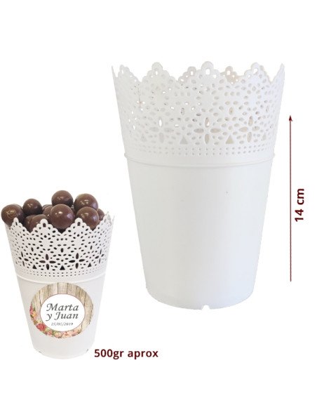 Maceta Bol plástico Blanco para chuches para Mesa Dulce