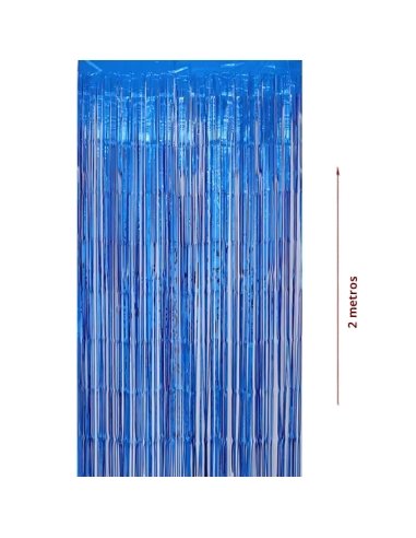 Cortina Fleco Metalizada Azul 1mt x 2mts para decorar Fiestas