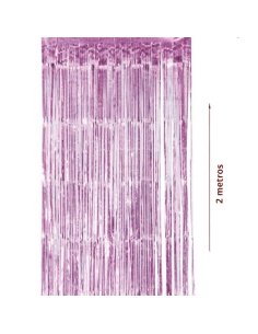 Cortina Fleco Metalizada Rosa 1mt x 2mts para decorar Fiestas