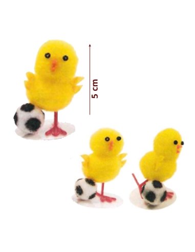 Pollitos Amarillos Futbolitas 5cm 24uds para decorar Mona Pascua