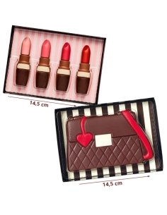 Mona Pascua 4 Pintalabios 55gr y 4 Bolsos chocolate 70gr