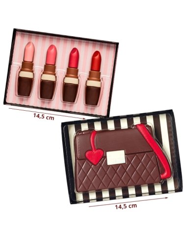 Mona Pascua 4 Pintalabios 55gr y 4 Bolsos chocolate 70gr