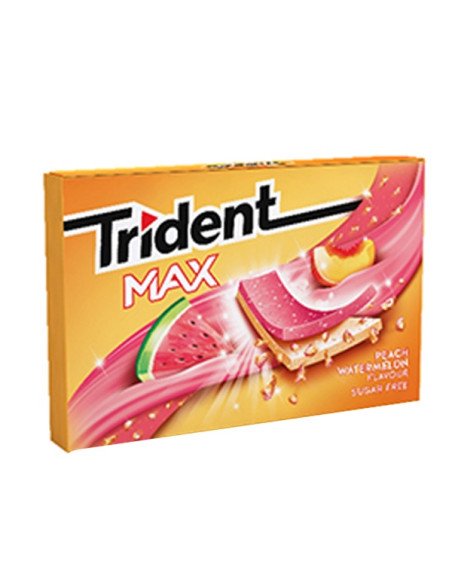 Chicles Trident Max Láminas Melocotón y Sandía 12 paquetes