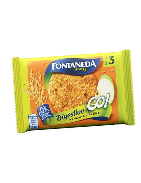 3 Galletas Digestive Manzana y Avena 24 Bolsitas Fontaneda Lu