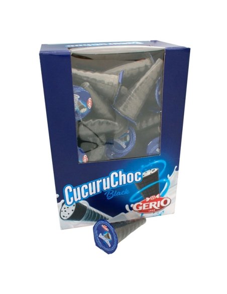 Cucurucho relleno de chocolate Negro con galleta envuelto 60uds Gerio
