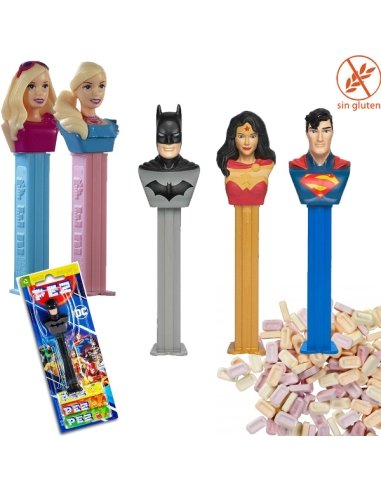 Dispensadores caramelos Pez Barbie y Liga Justicia 12uds