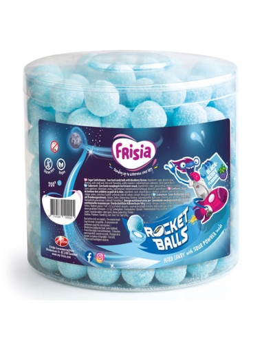 Caramelos Masticables Duros pica Rocket Balls Mora Azul 200uds Frisia