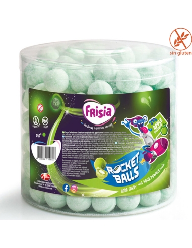 Caramelos Masticables Duros pica Rocket Balls Manzana Verde 200uds Frisia